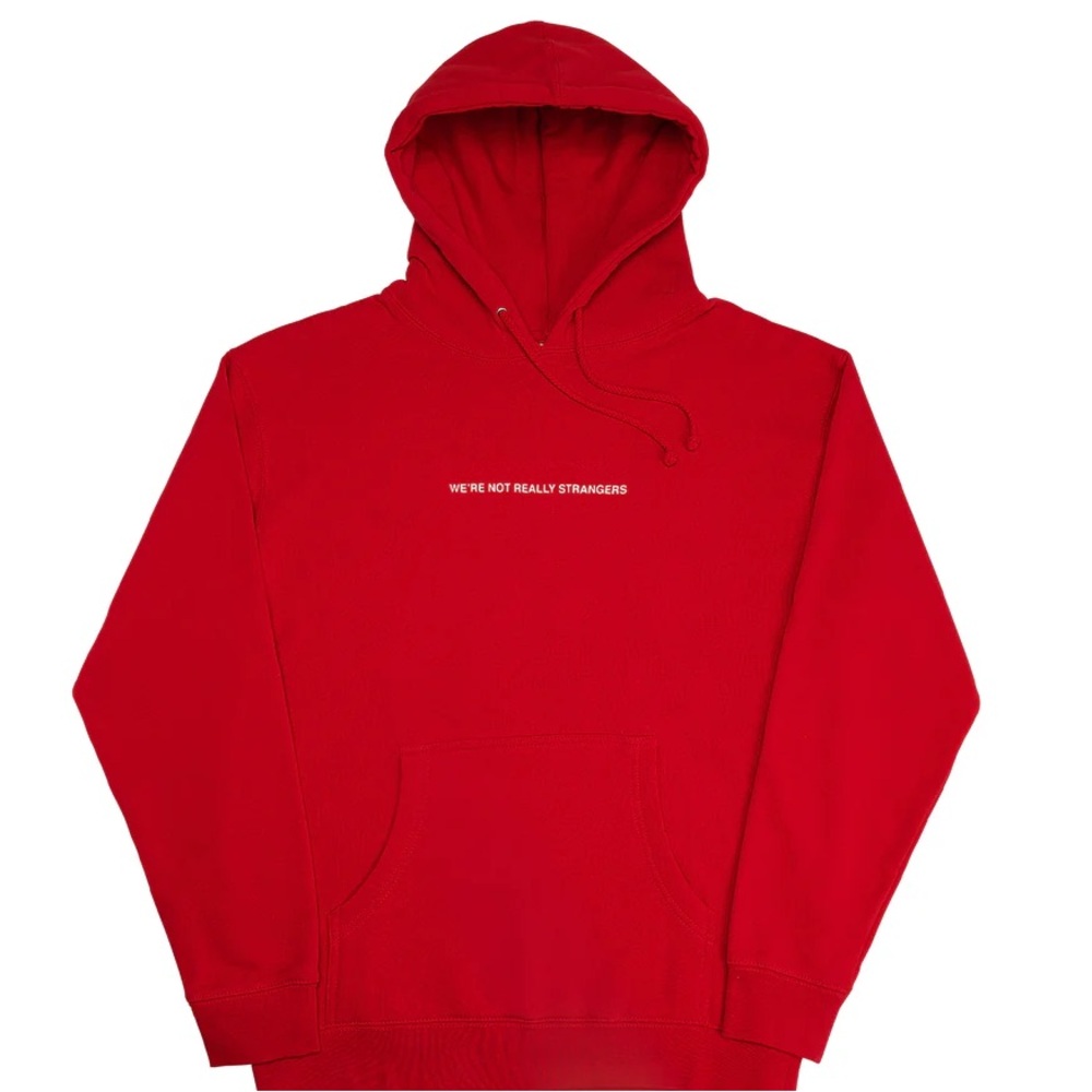 ❤️We’re not really strangers - red hoodie - size LARGE